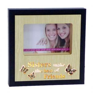 Led Lit Butterflies With Text - Sisters Make The Best Of Friends Photo Frame