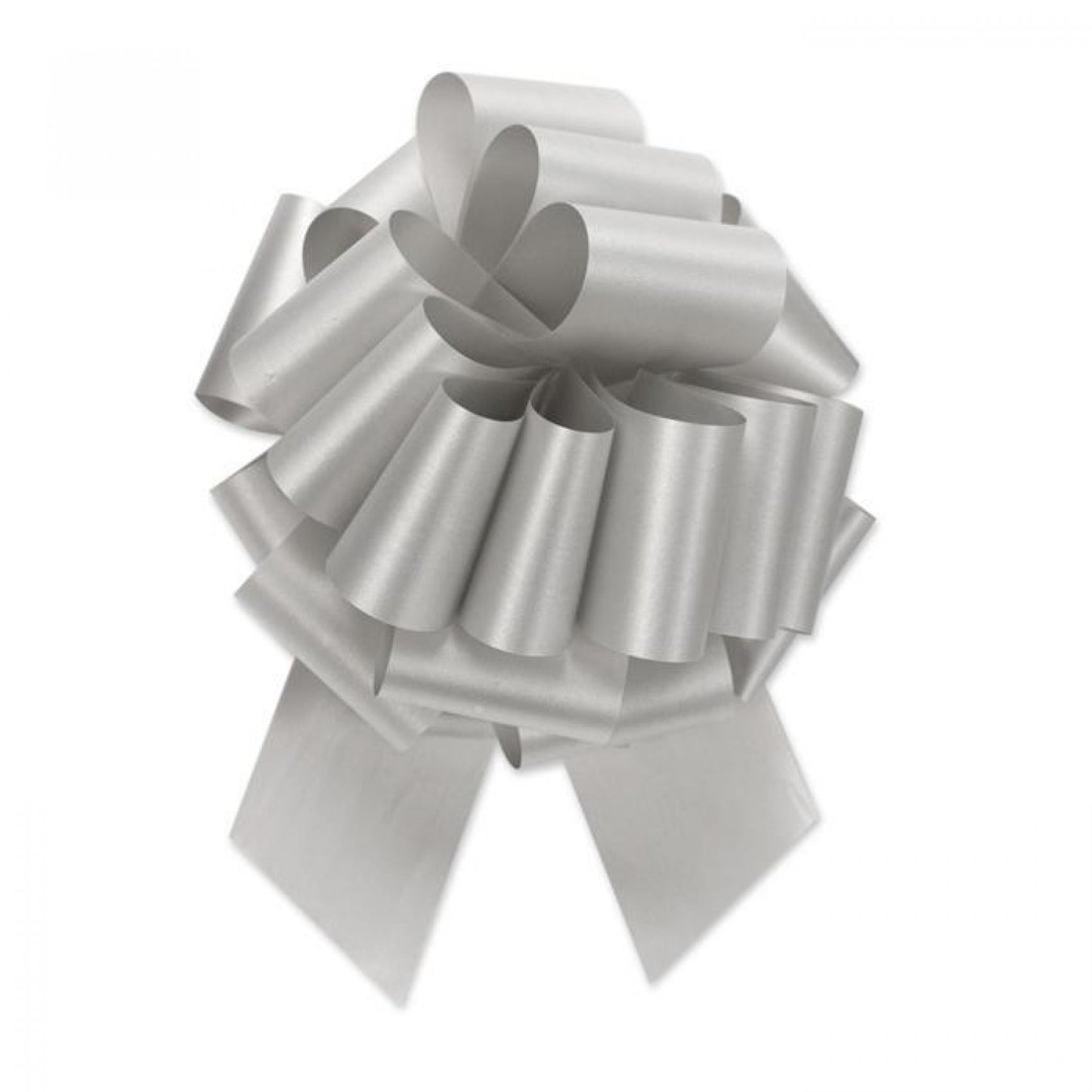 50Pcs- 4"D Pullbow Silver Ribbon