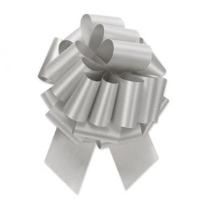 50Pcs- 4"D Pullbow Silver Ribbon