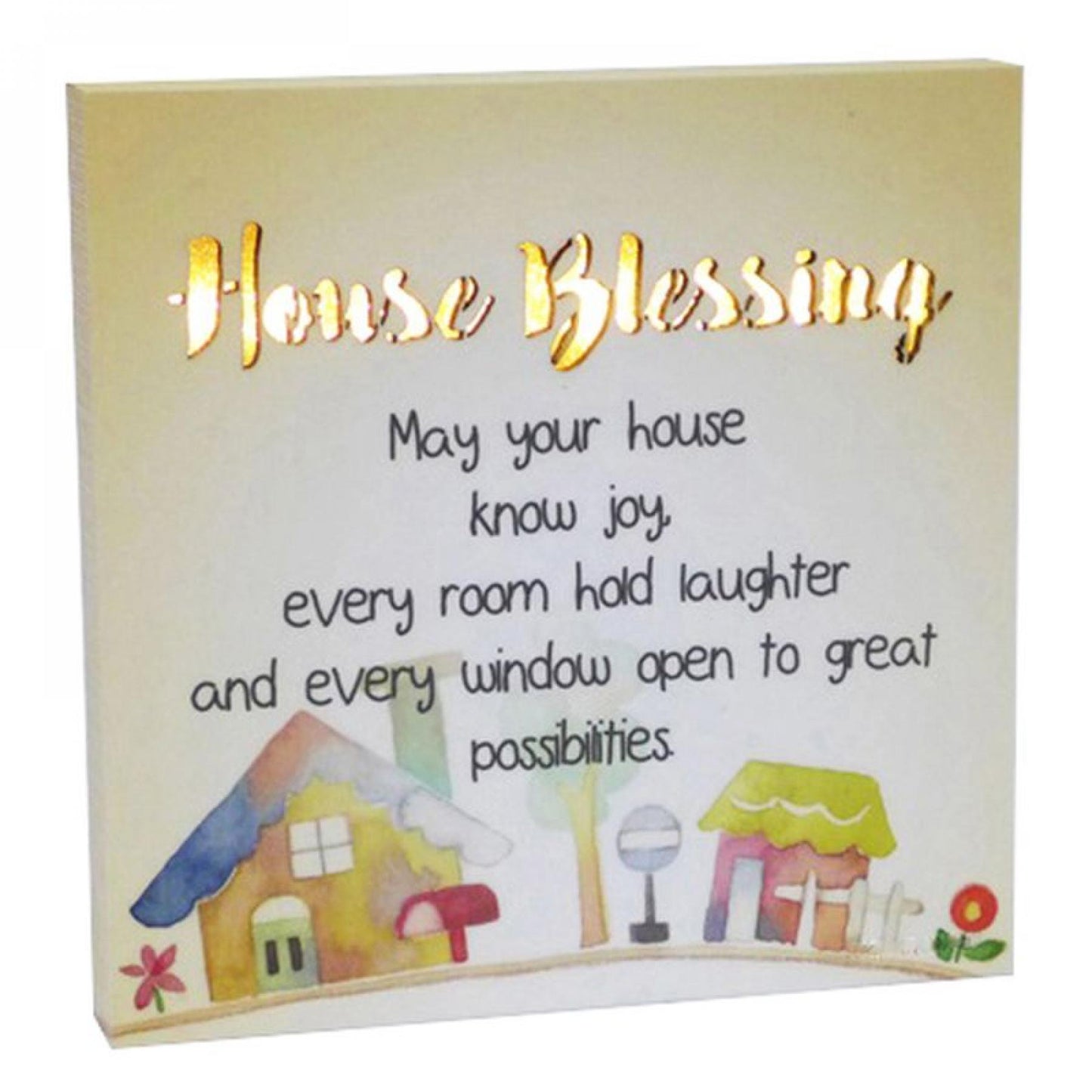 Led With Text- House Blessing Block Sign