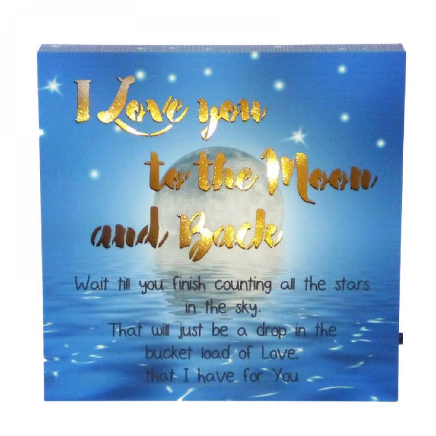 Led With Text-I Love You To The Moon And Back Block Sign