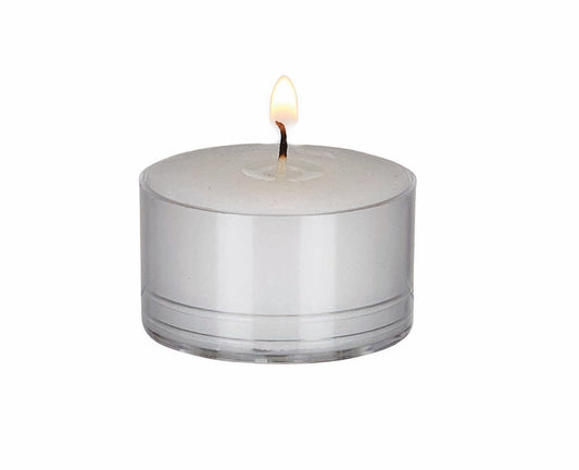 Set Of 100 White In Plastic Holders Tealight Candles