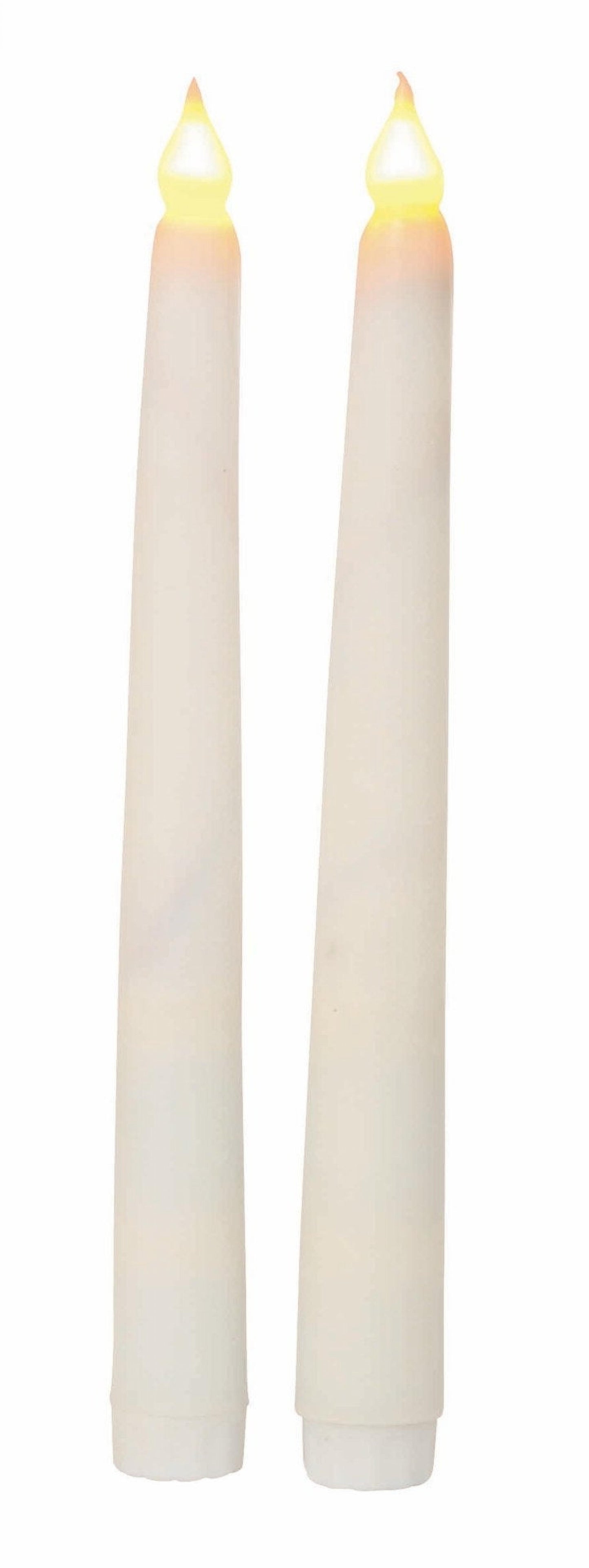 Set Of 2 Flameless White Led Wax Coated Taper Candles