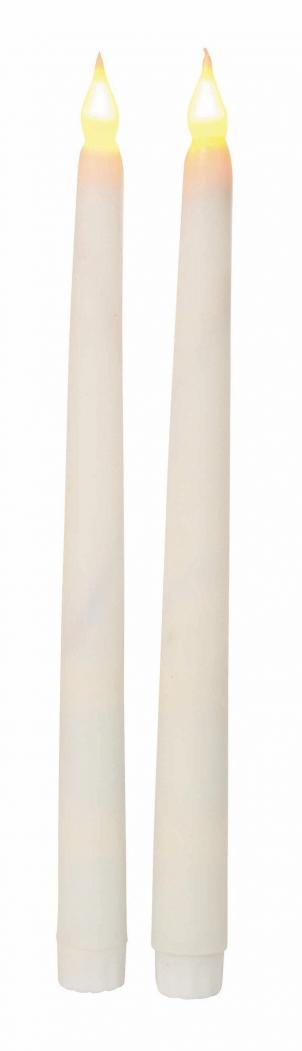 Set Of 2 Flameless White Led Wax Coated Taper Candles