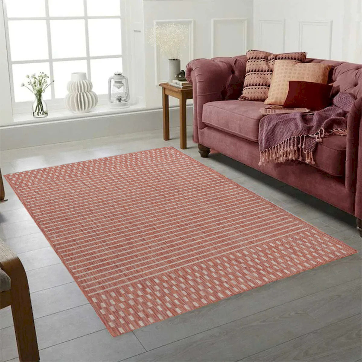 Cabana Indoor Outdoor Red Striped Rug