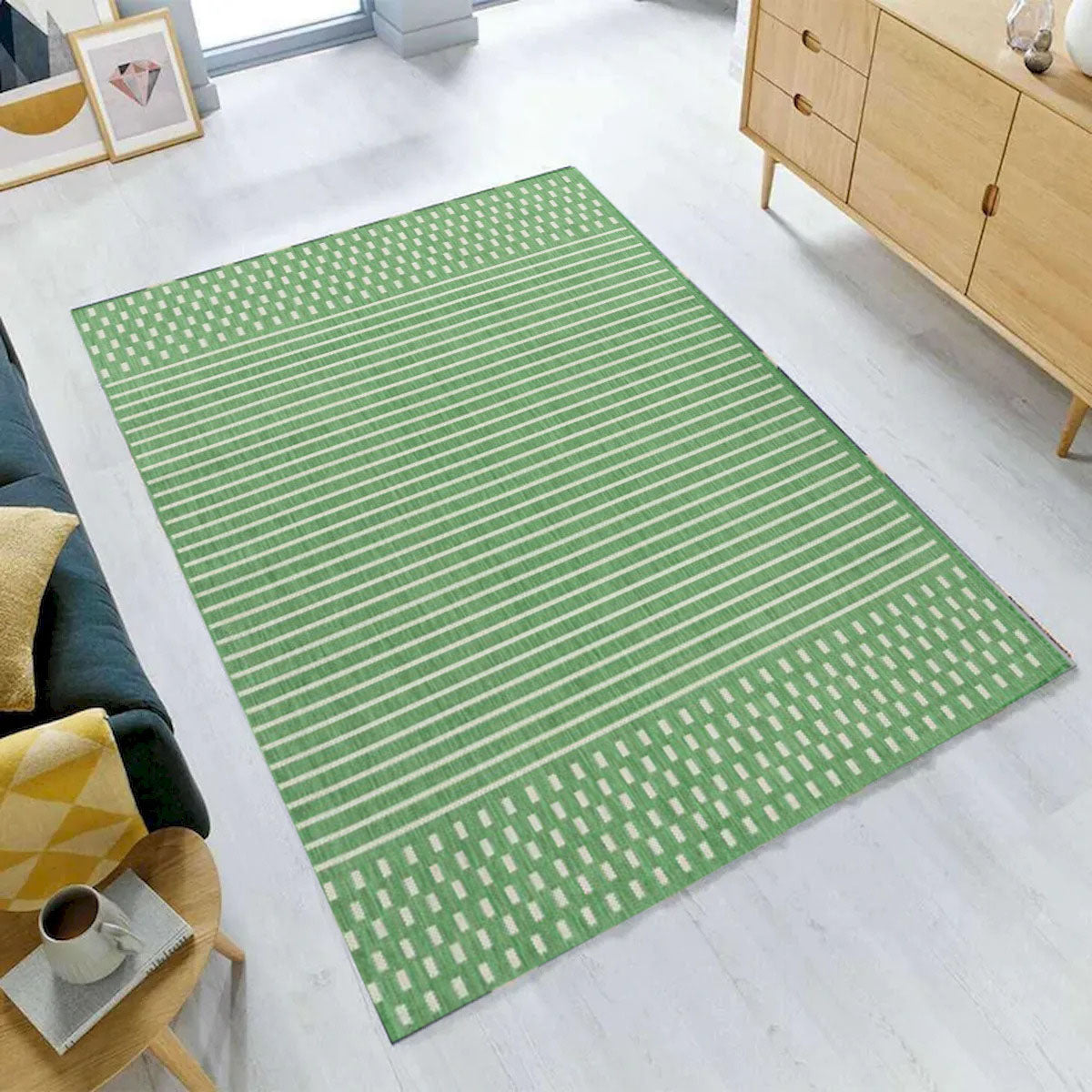 Cabana Indoor Outdoor Green Striped Rug