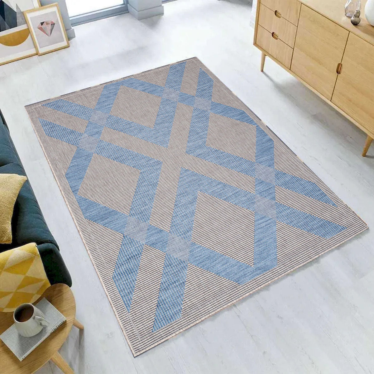 Carnival Indoor-Outdoor Gray And Blue Rug