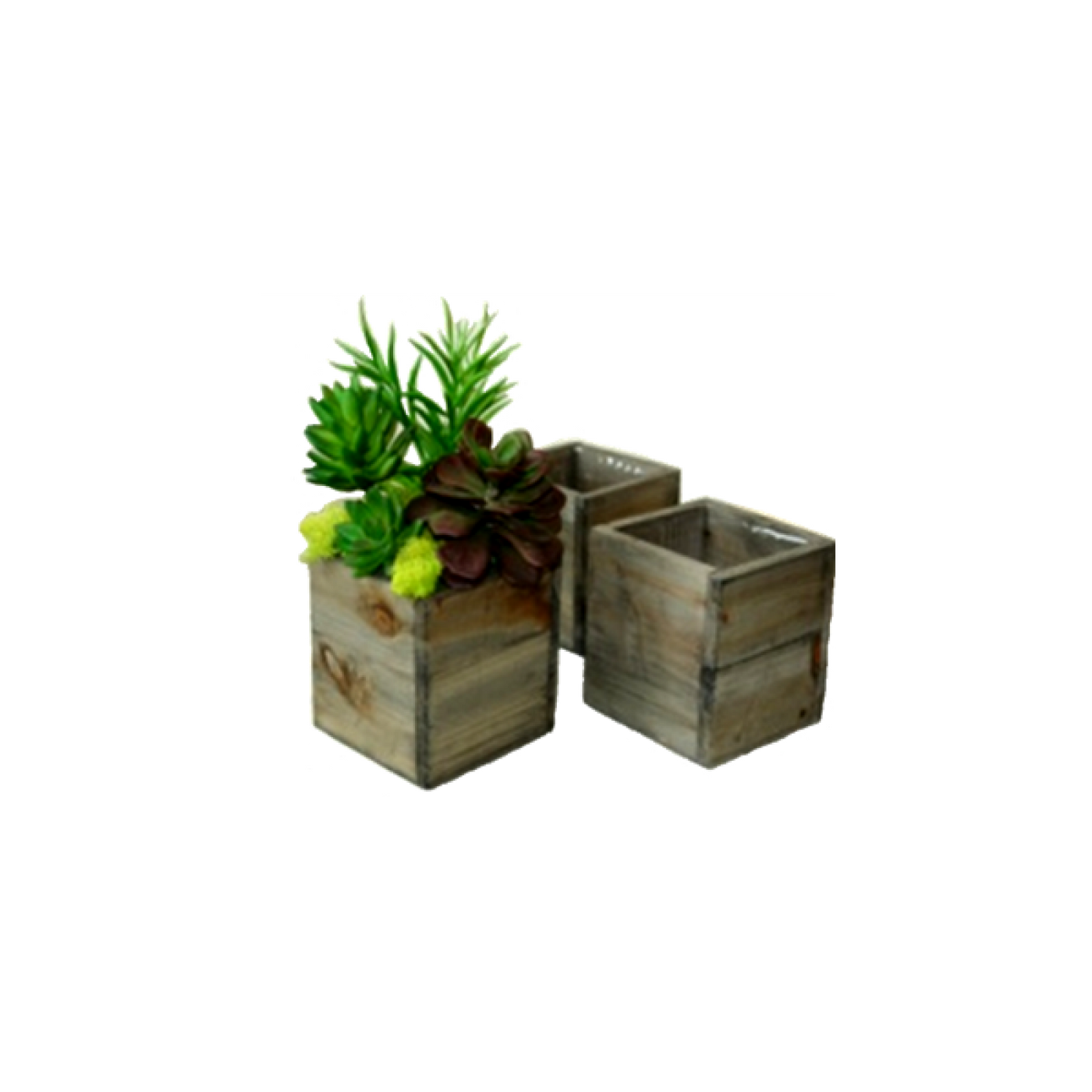 Set Of 3 Square Wood Planters