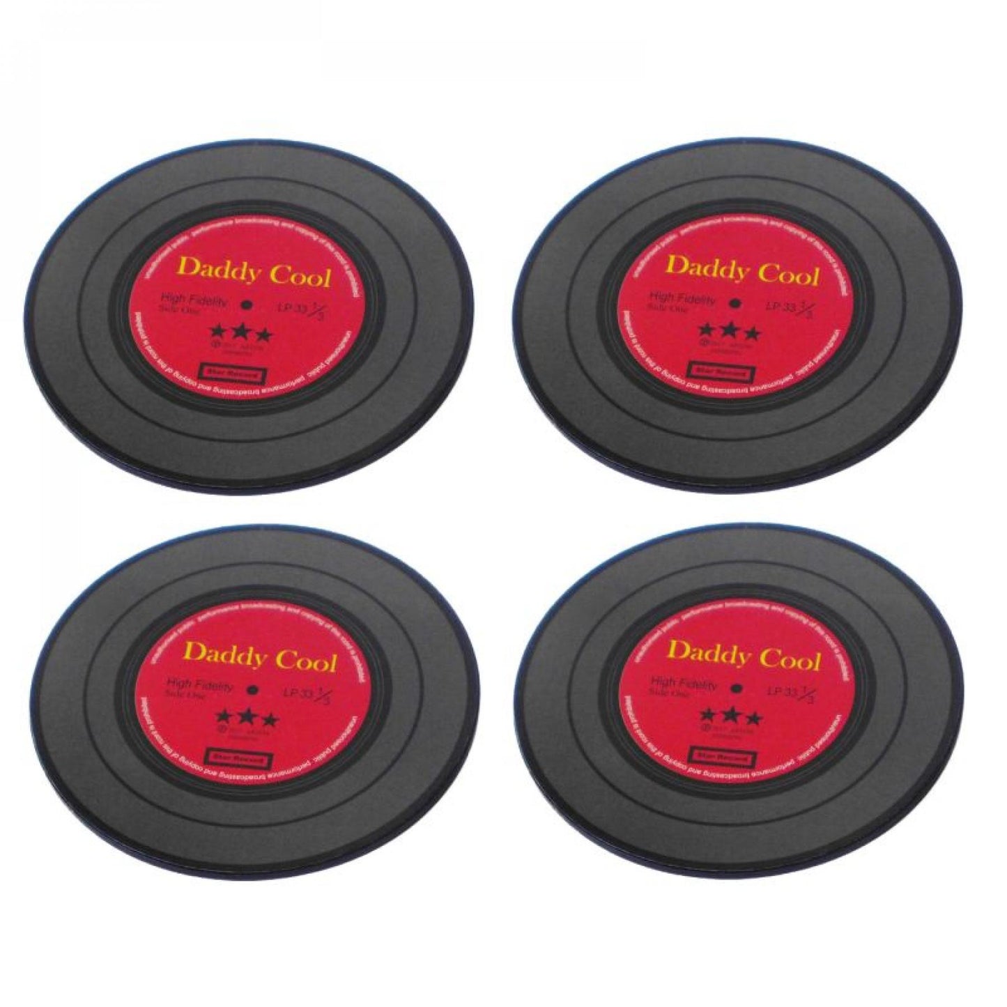 Set Of 4 Record Shaped -Daddy Cool Coasters