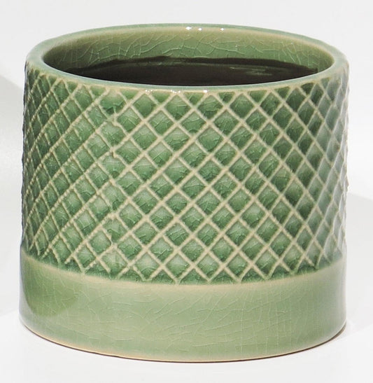 Green Criss Cross Pattern Planter