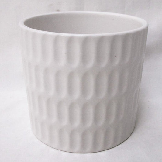 Matte White With Oval Print Planter