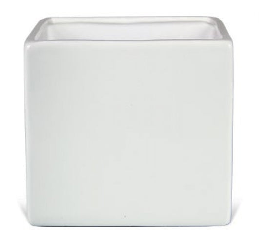 Glazed White Square Planter
