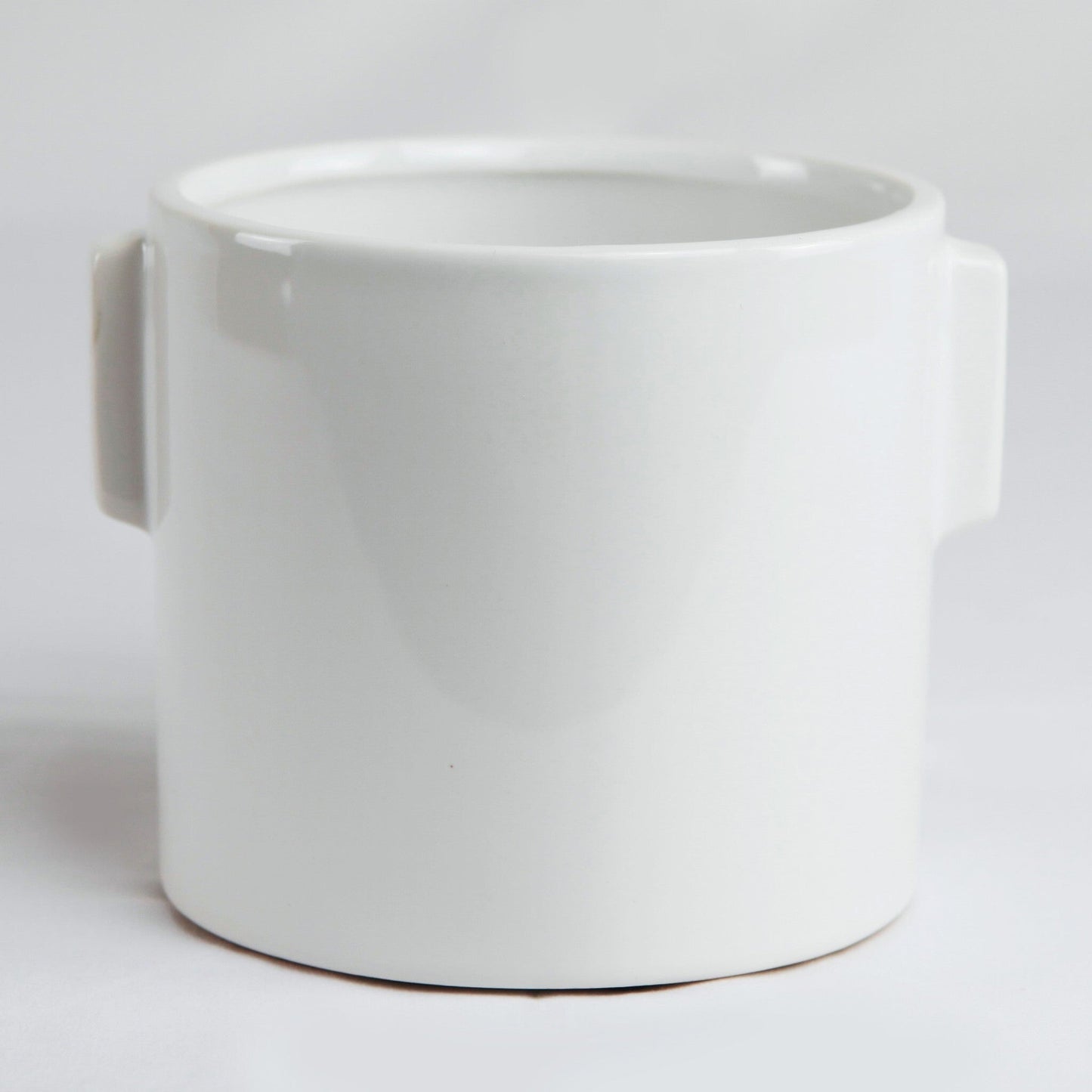 6" Pot Size White With Ear Handles Planter