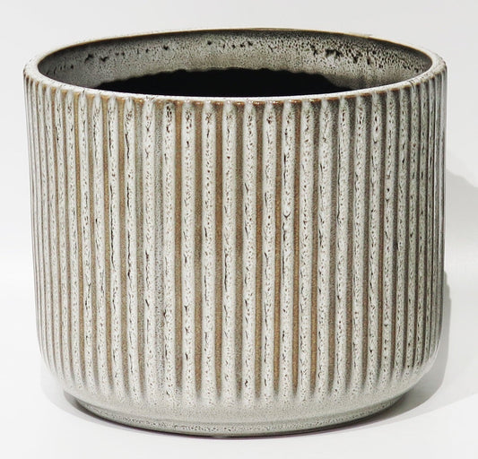 6" Pot Size Taupe Striped Planter