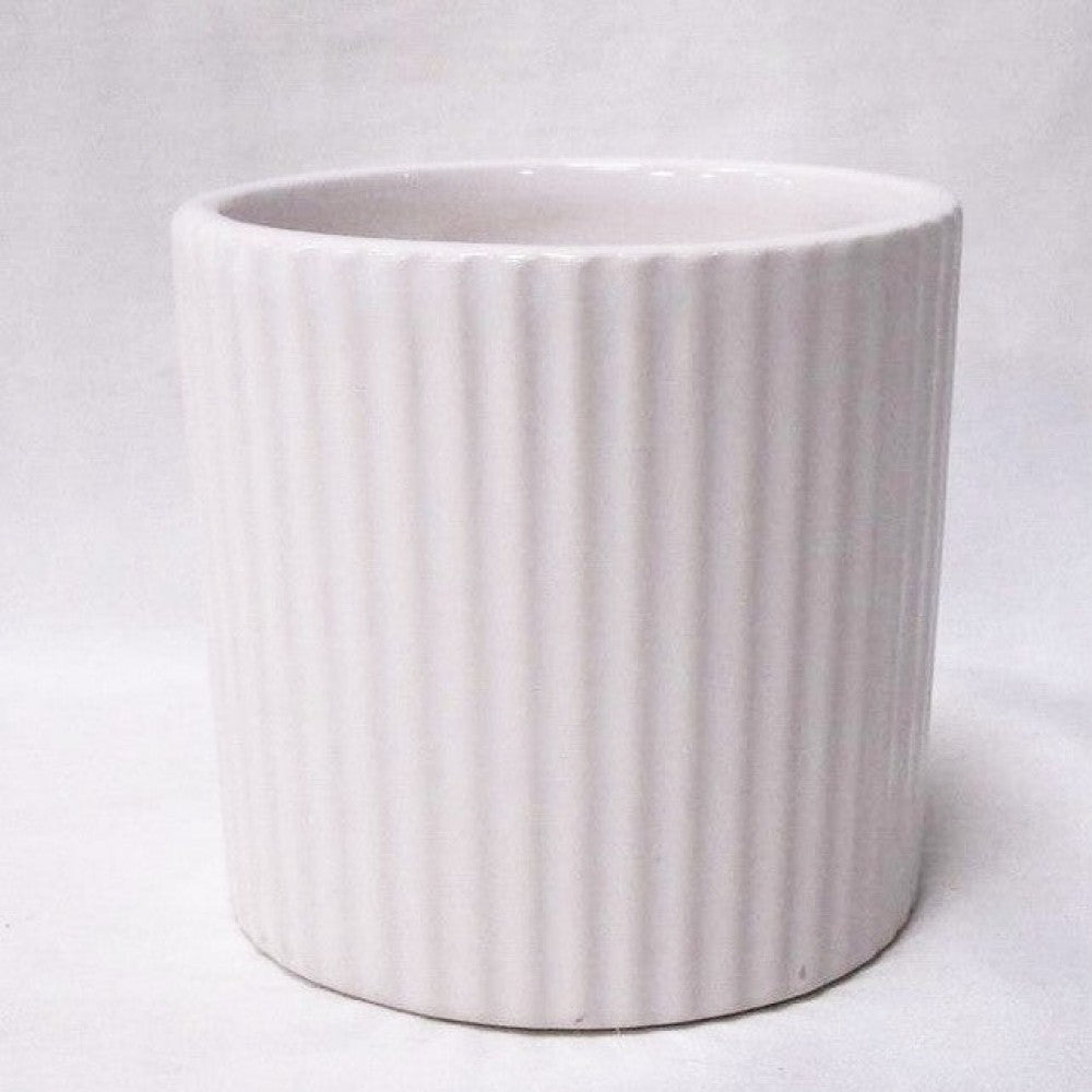 White Ribbed Planter
