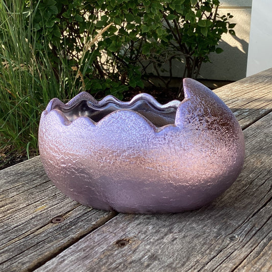 Metallic Electroplated Lavender Cracked Egg Planter