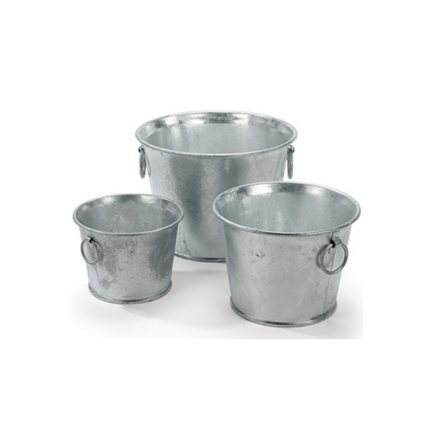 Set Of 3 Round Galvanized Bucket