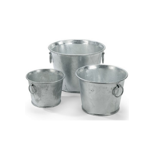 Set Of 3 Round Galvanized Bucket