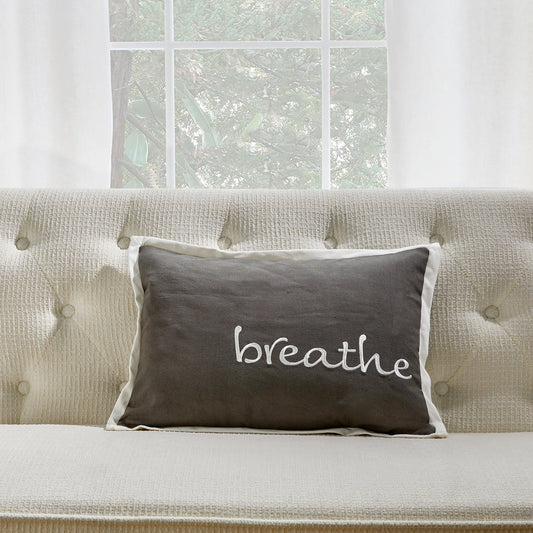 Gray With White Trim Breathe And Feather Insert Pillow