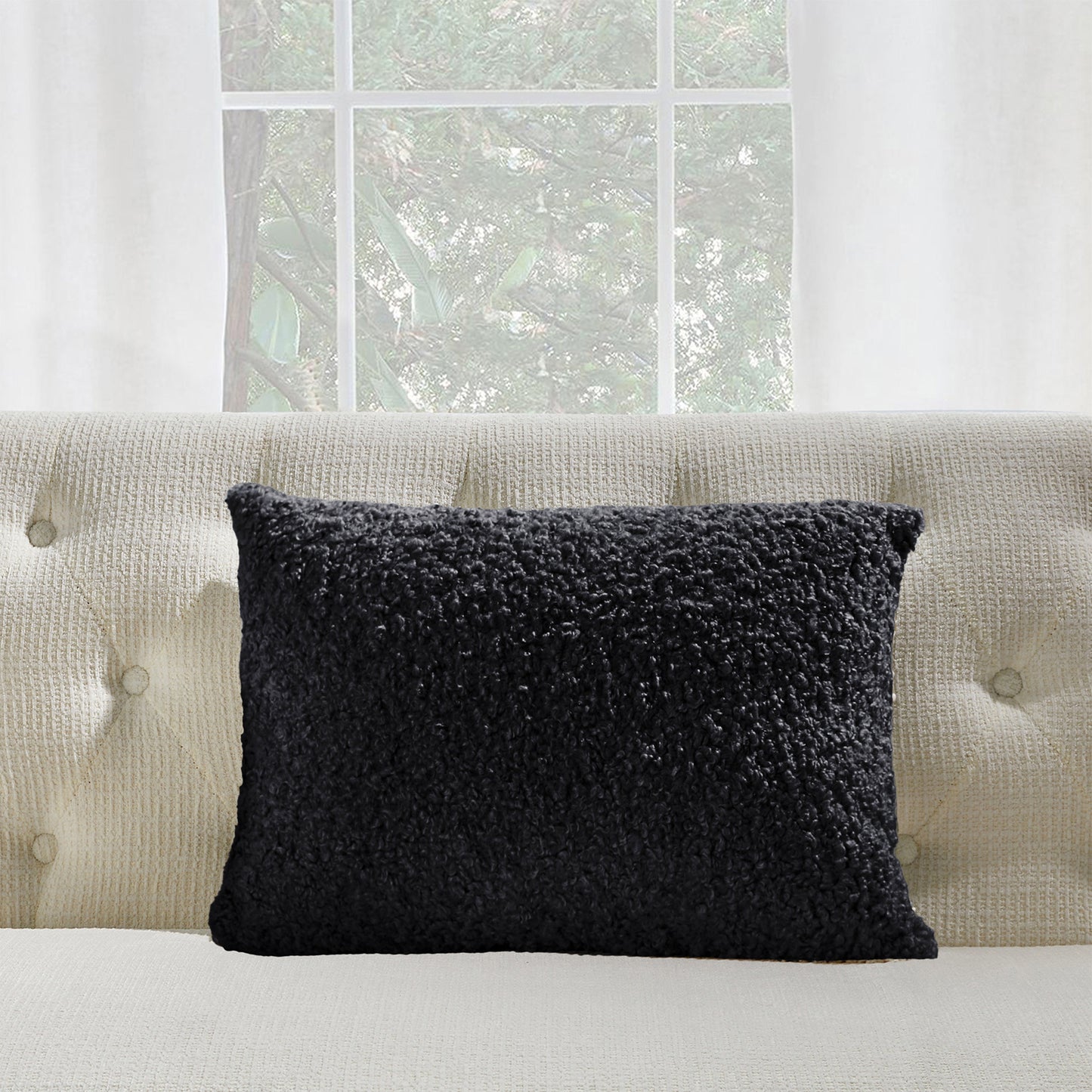 Black Boucle With Featherdown Insert Pillow