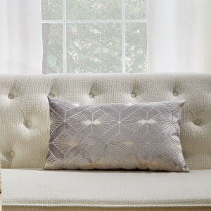 Gray With Brushed Diamond Pattern And Feather Insert Pillow