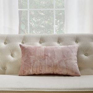 Pink With Brushed Diamond Pattern And Feather Insert Pillow