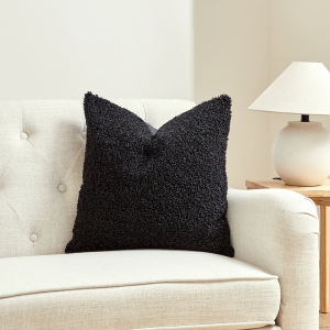 Square Black Boucle With Featherdown Insert Pillow