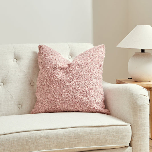 Square Pink Boucle With Featherdown Insert Pillow