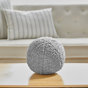 12 Inch Light Gray Boucle Ball Shape With Microgel Feather-Like Insert Pillow