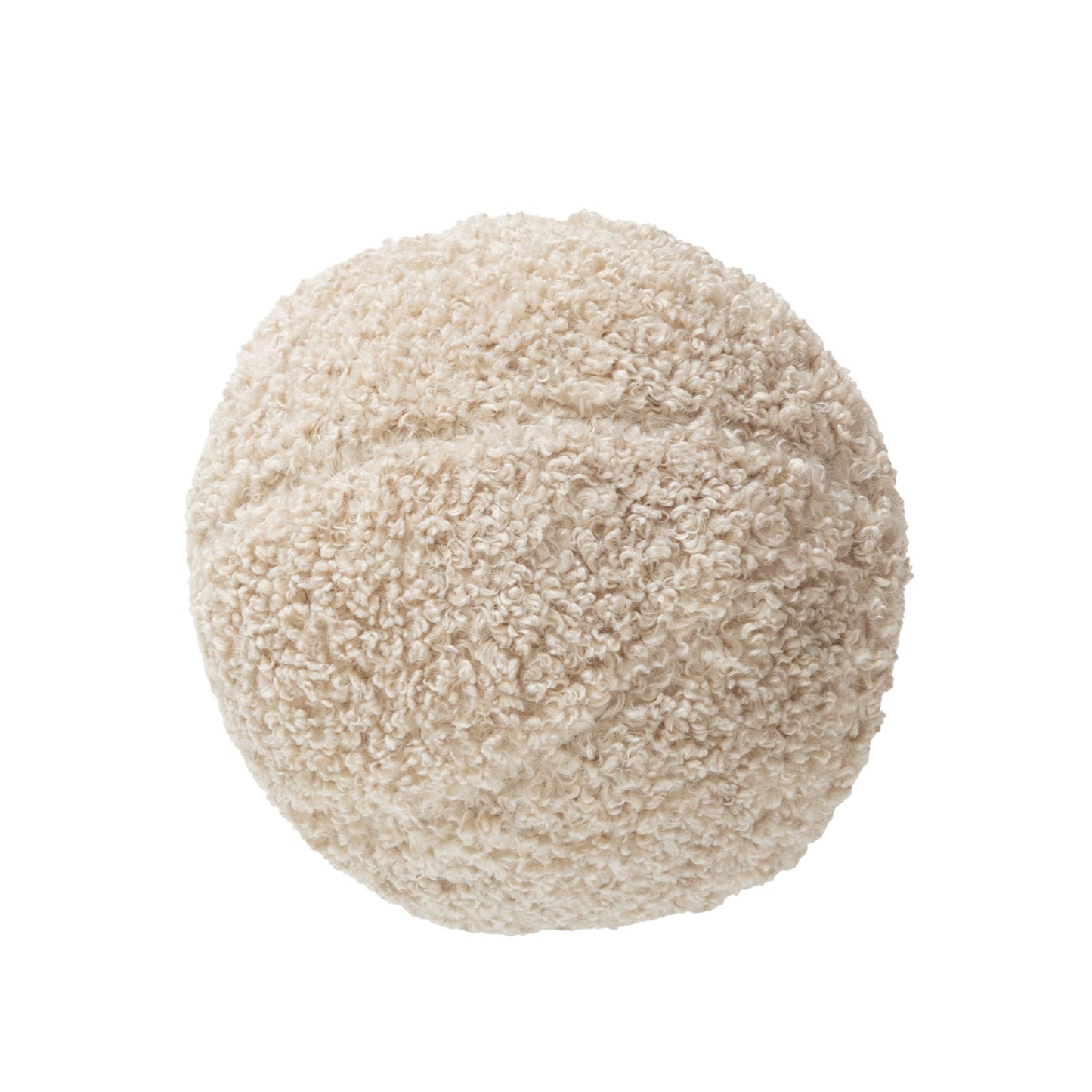 12 Inch Beige Boucle Ball Shape With Microgel Feather-Like Insert Pillow