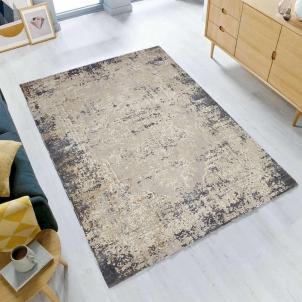 Charisma V Muted Gray Ivory Medallion Distressed Rug