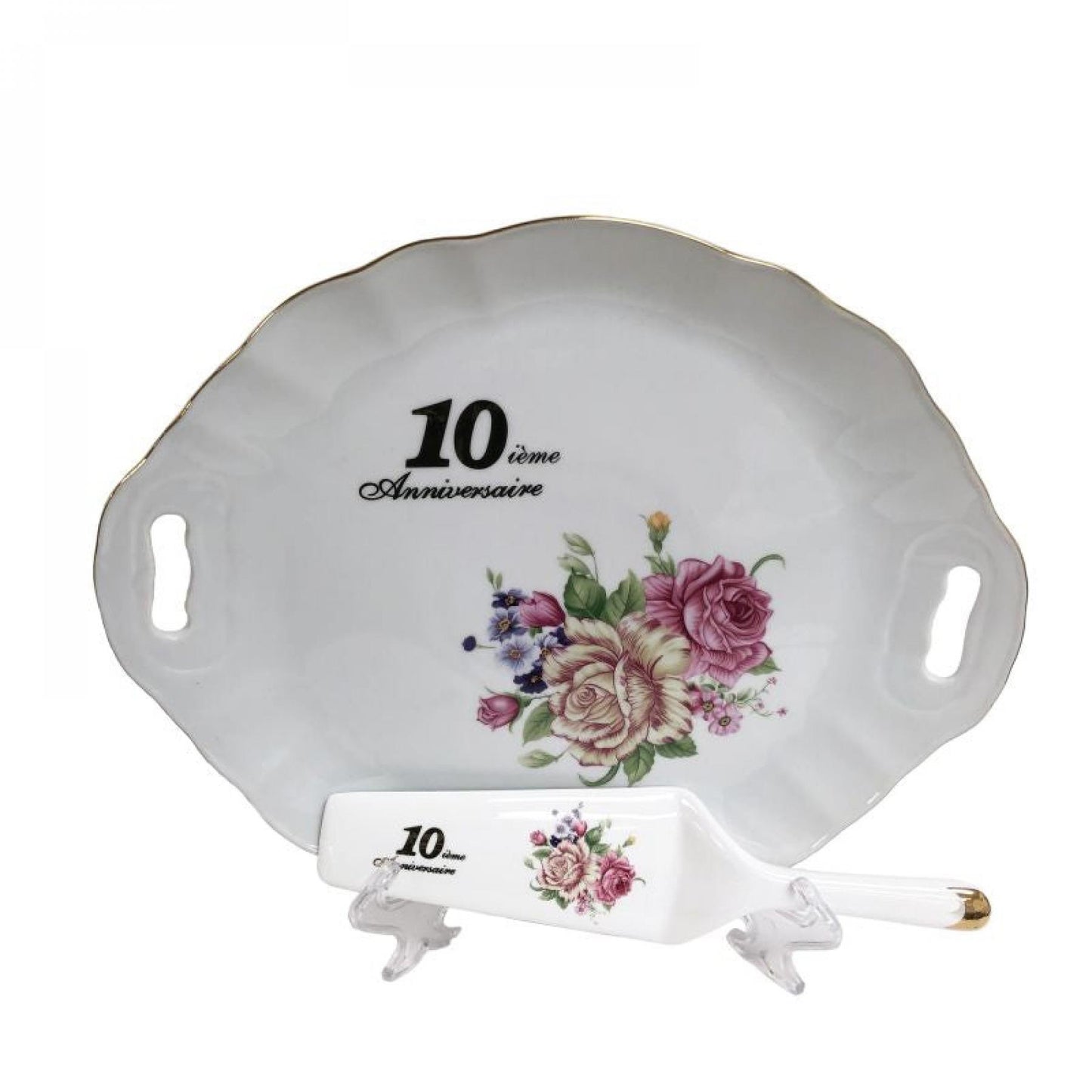 10 Iéme Anniversaire Server With Handled Cake Tray