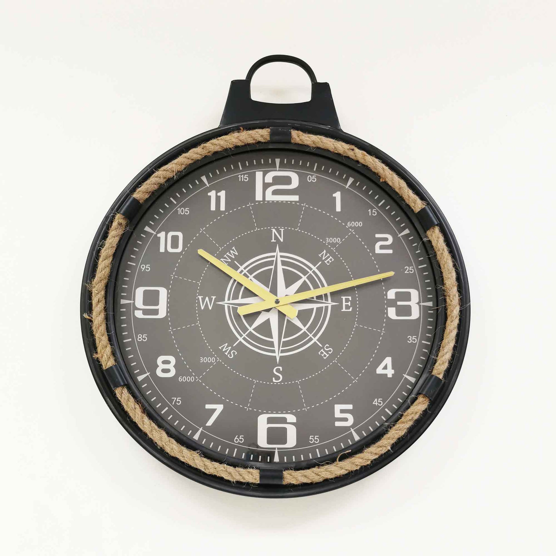 Padlock Look With Rope Accents And Compass Print Wall Clock