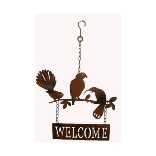 Birds On A Branch Hanging Welcome Sign