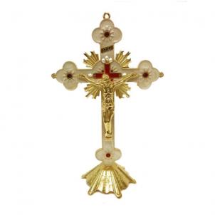 Gold Color Finish Crucifix With Stand Figurine