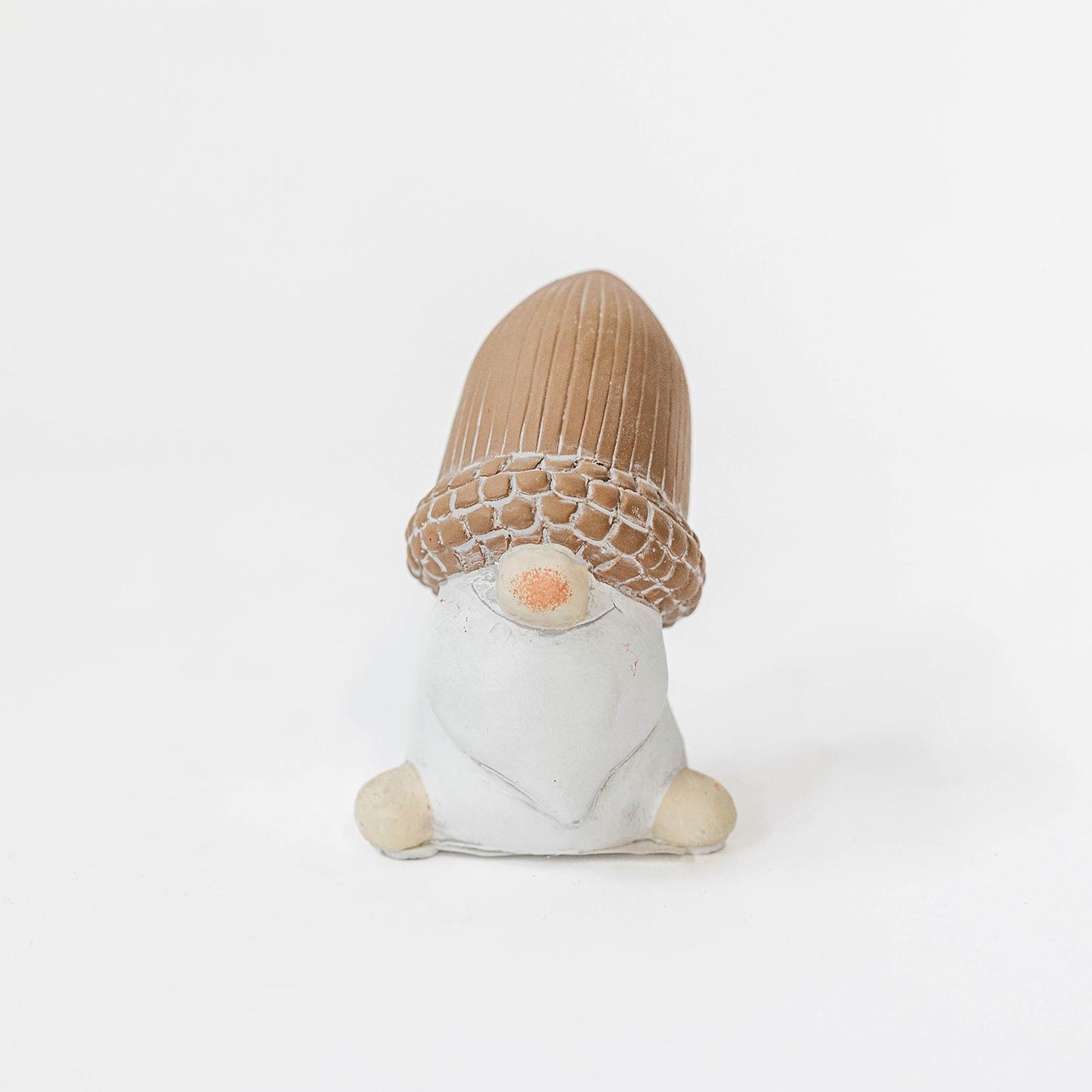 Cement Gnome Wearing An Acorn Hat Figurine