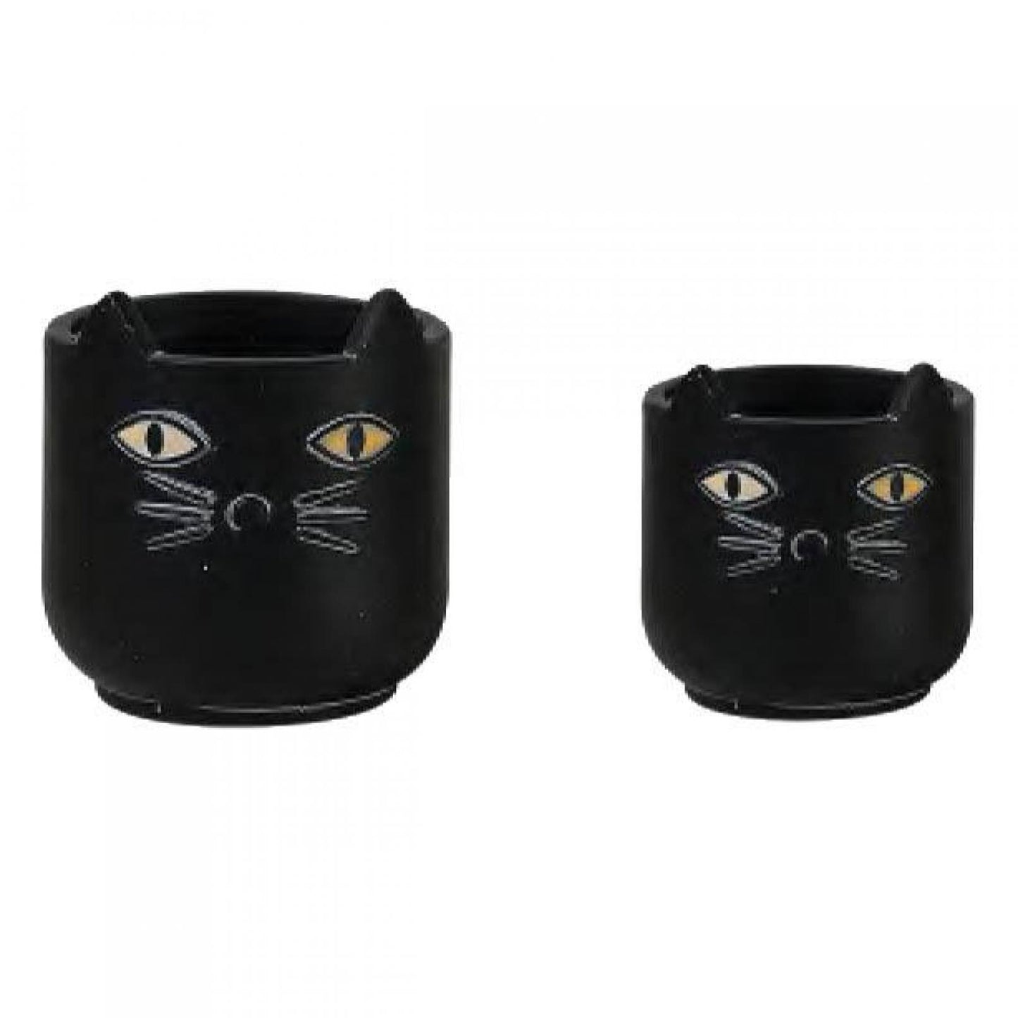 Set Of 2 Black Cat Faces Planters