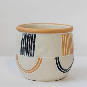 Stripe Patterns Matte Finish Round Planter