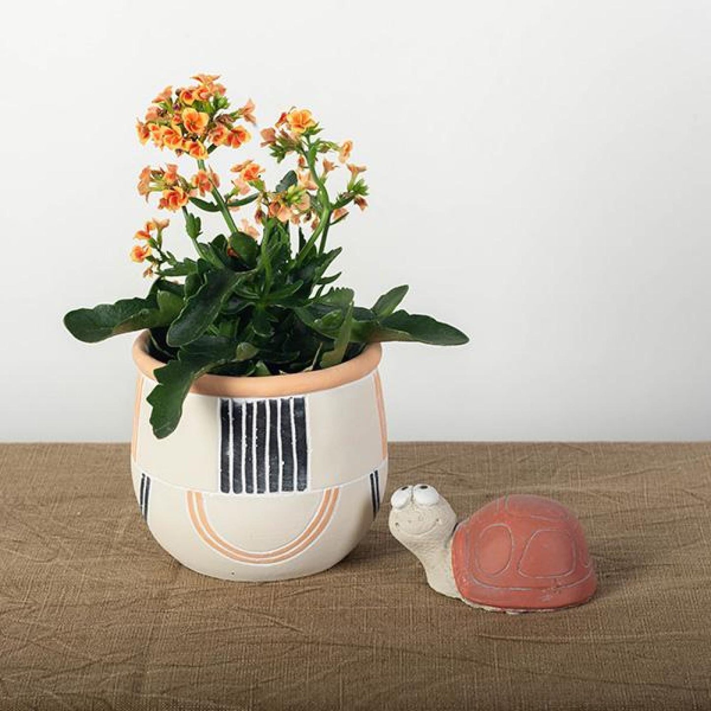 Stripe Patterns Matte Finish Round Planter