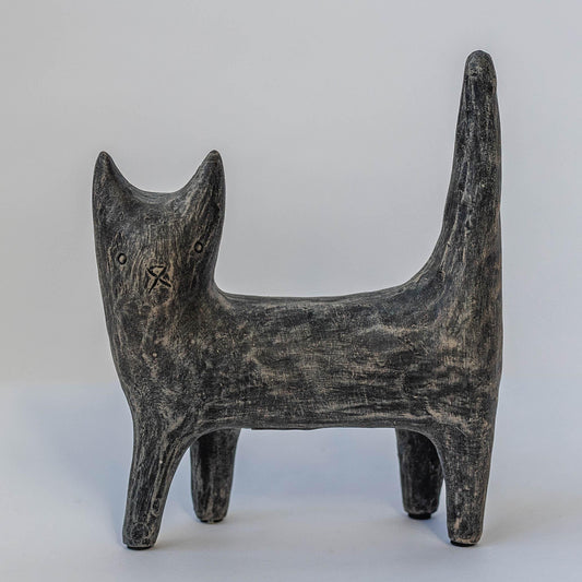 Primitive Look Ceramic Cat Figurine