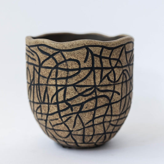 Brown With Black Lines Planter