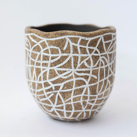 Brown With White Lines Planter