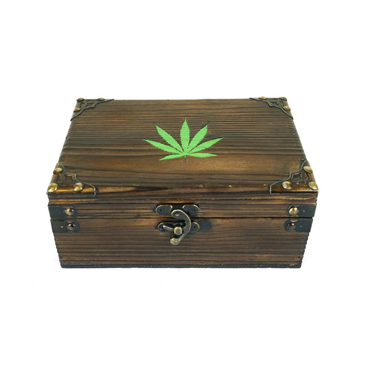 Stash Decorative With Wooden Grain And Metal Accents Box