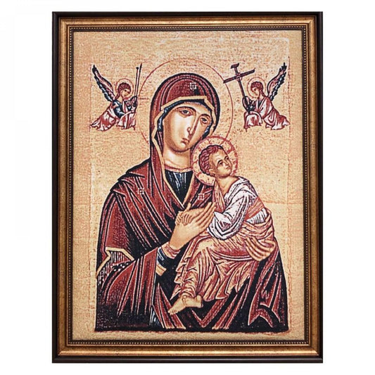 Saint Mary With Jesus Framed Tapestry