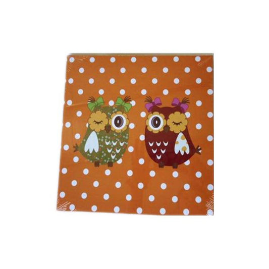 Two Owls On A Polka Dot Background Canvas Wall Decor