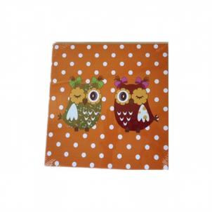 Two Owls On A Polka Dot Background Canvas Wall Decor