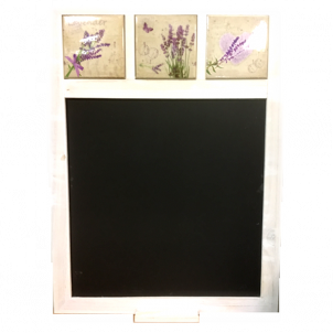 White Wooden Frame With Ceramic Tiles Chalkboard