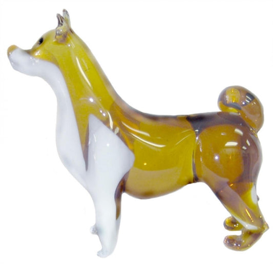 Standing At Attention White And Gold Glass Dog Figurine