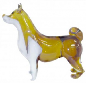 Standing At Attention White And Gold Glass Dog Figurine