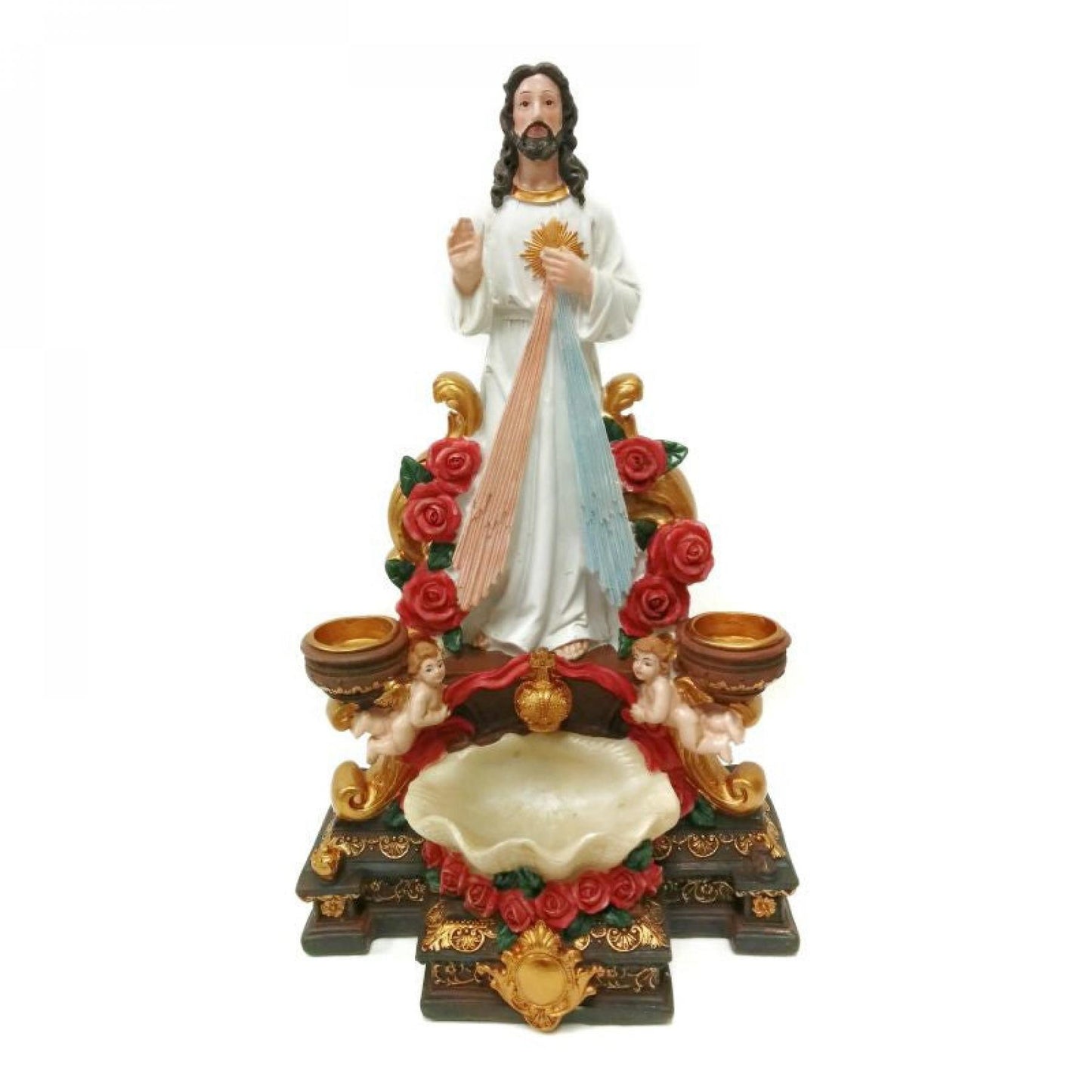 Divine Mercy With Holy Water-Bowl Figurine